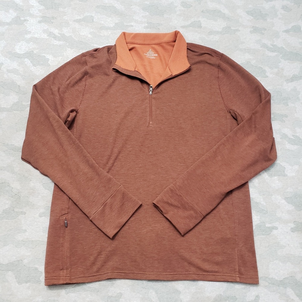 Prana Shirt Mens Medium Brown Quarter Zip Long Sleeve Outdoors